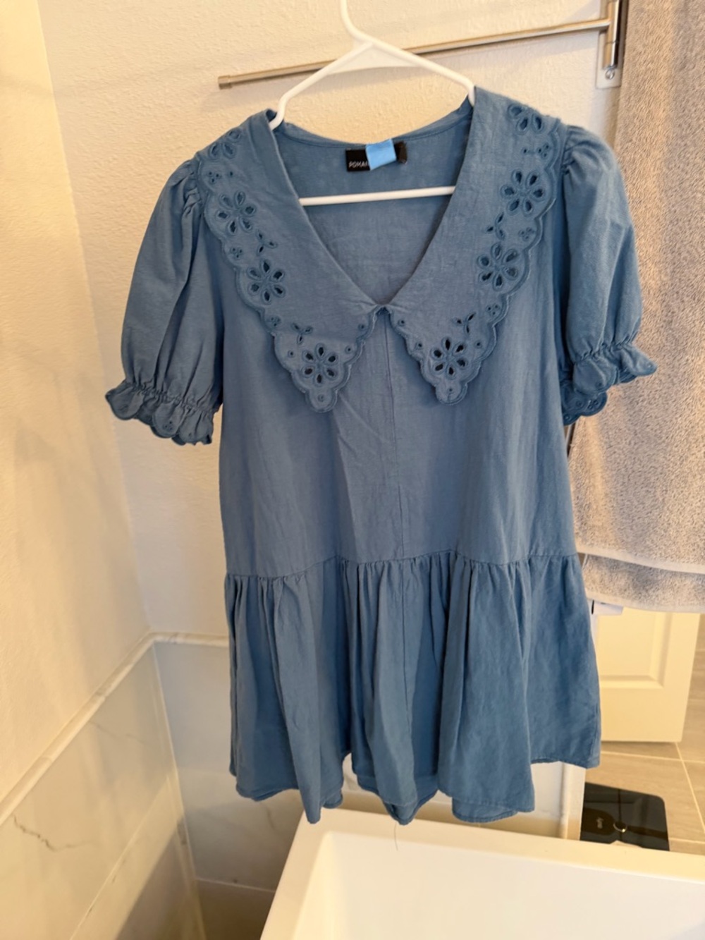 Pomander Place french Blue Eyelet Collar Babydoll Tunic